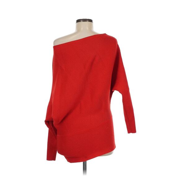 REISS Lorna Asymmetric Drape Knitted Top Red Size Large - Picture 3 of 4